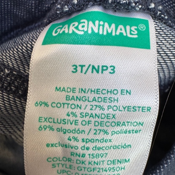 NWOT Garanimals 3T Girls Blue Jean like Bermuda Shorts with Elastic Waistband - Picture 3 of 3